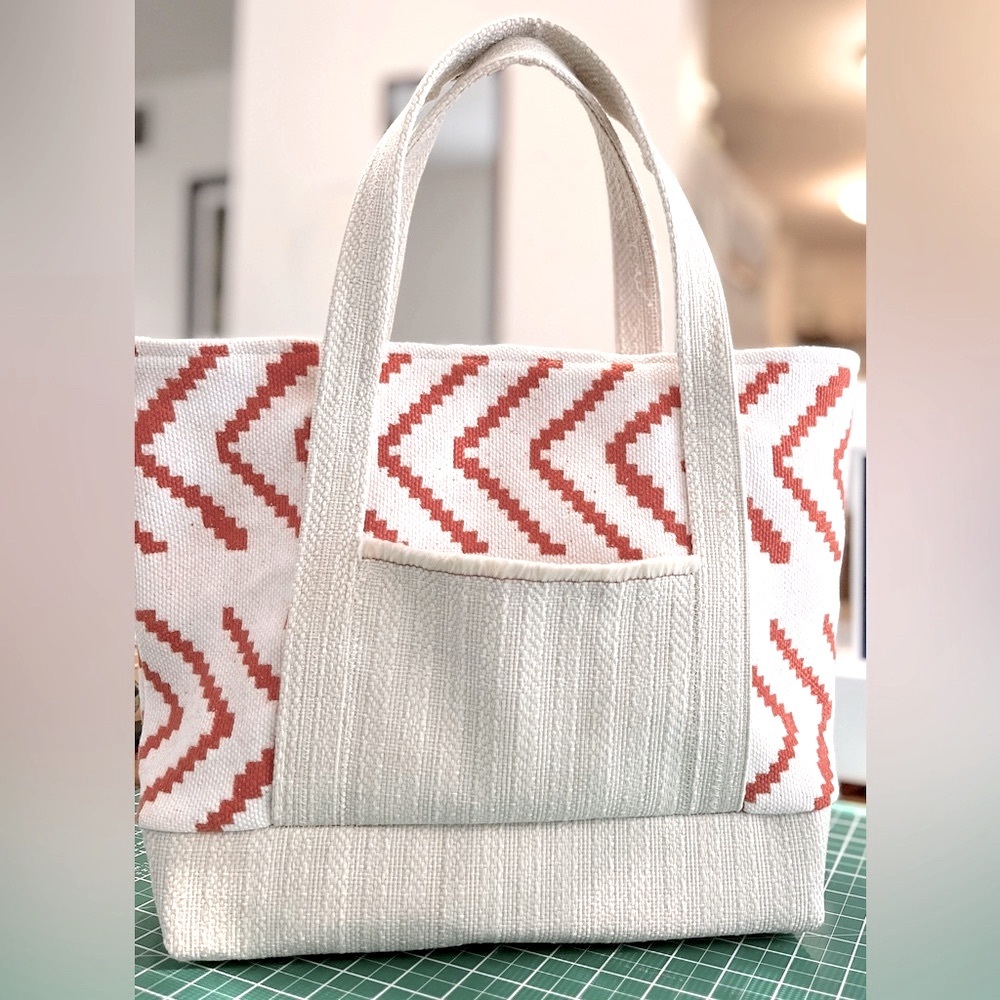 Handmade Tote Bag - Summer Tote - Beach Bag - Creamsicle